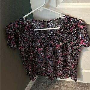 Ninety Women's Floral Blouse - Black and Pink